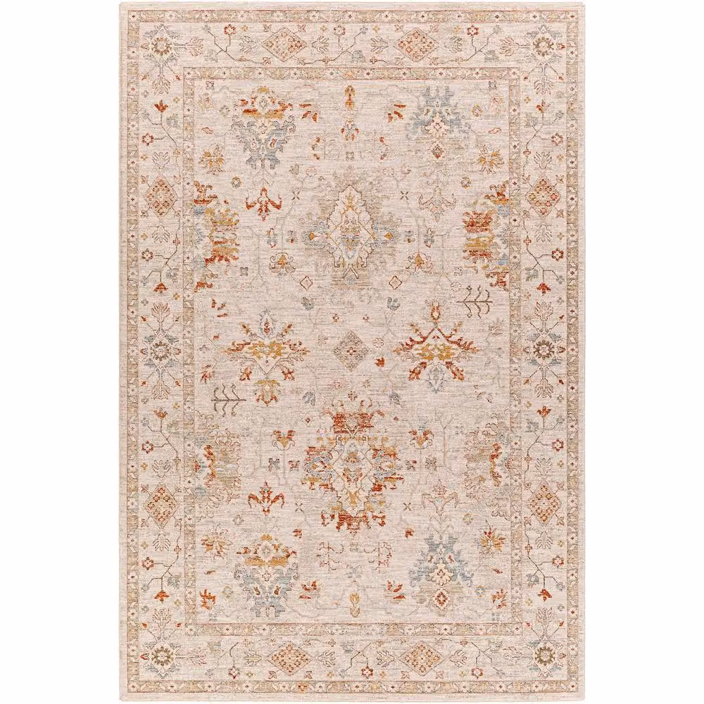 Livabliss Avant Garde Boho Oriental Living Room Rug with Fringes in Beige, Blue and Orange, W: 200 cm, D: 290 cm – 2
