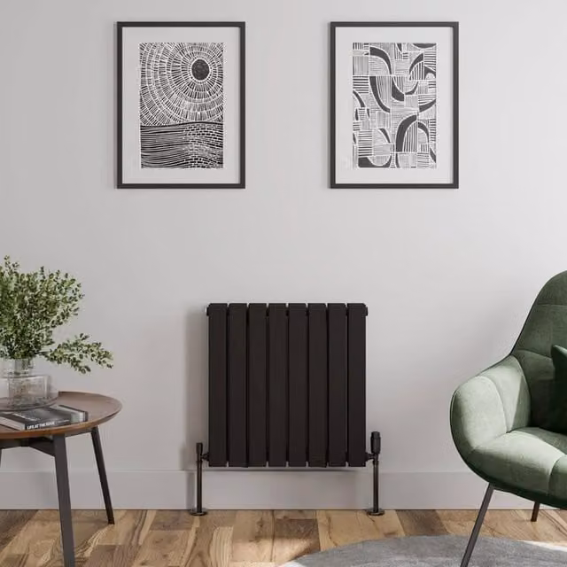Temprazo Black Steel Wall Mounted Designer Radiator W: 60 cm, H: 60.5 cm