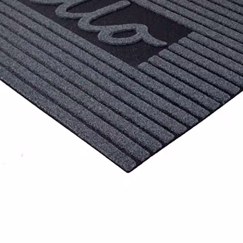 Nicoman Embossed Hello Rubber Indoor and Outdoor Door Mat, Grey, W: 75 cm, D: 45 cm, H: 0.8 cm – 2