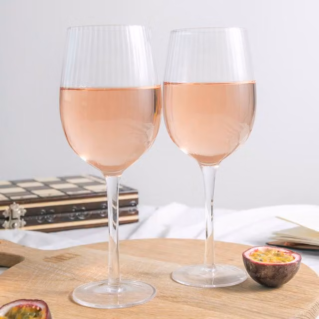 BarCraft Striped Transparent Wine Glasses, 2 x 450 ml