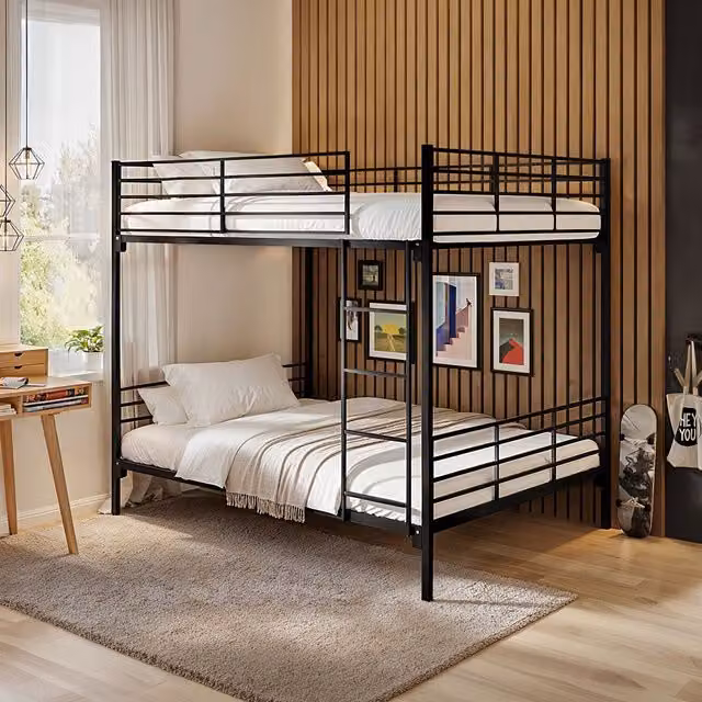 Flair Metayal Industrial Metal Bunk Bed for Children, Black
