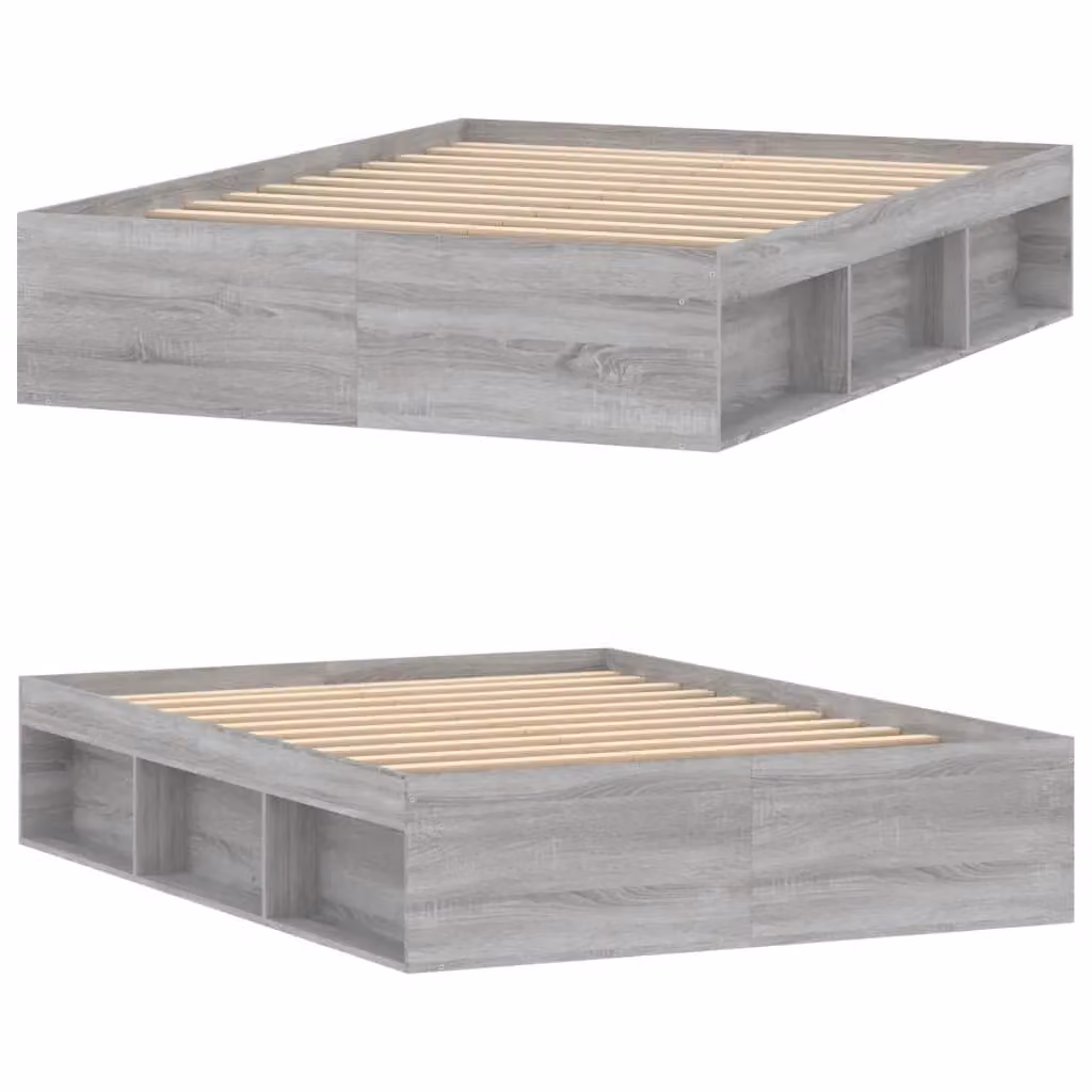 Berkfield Home Grey Sonoma Double Bed Frame with Side Compartments, W: 135 cm, L: 190 cm – 3