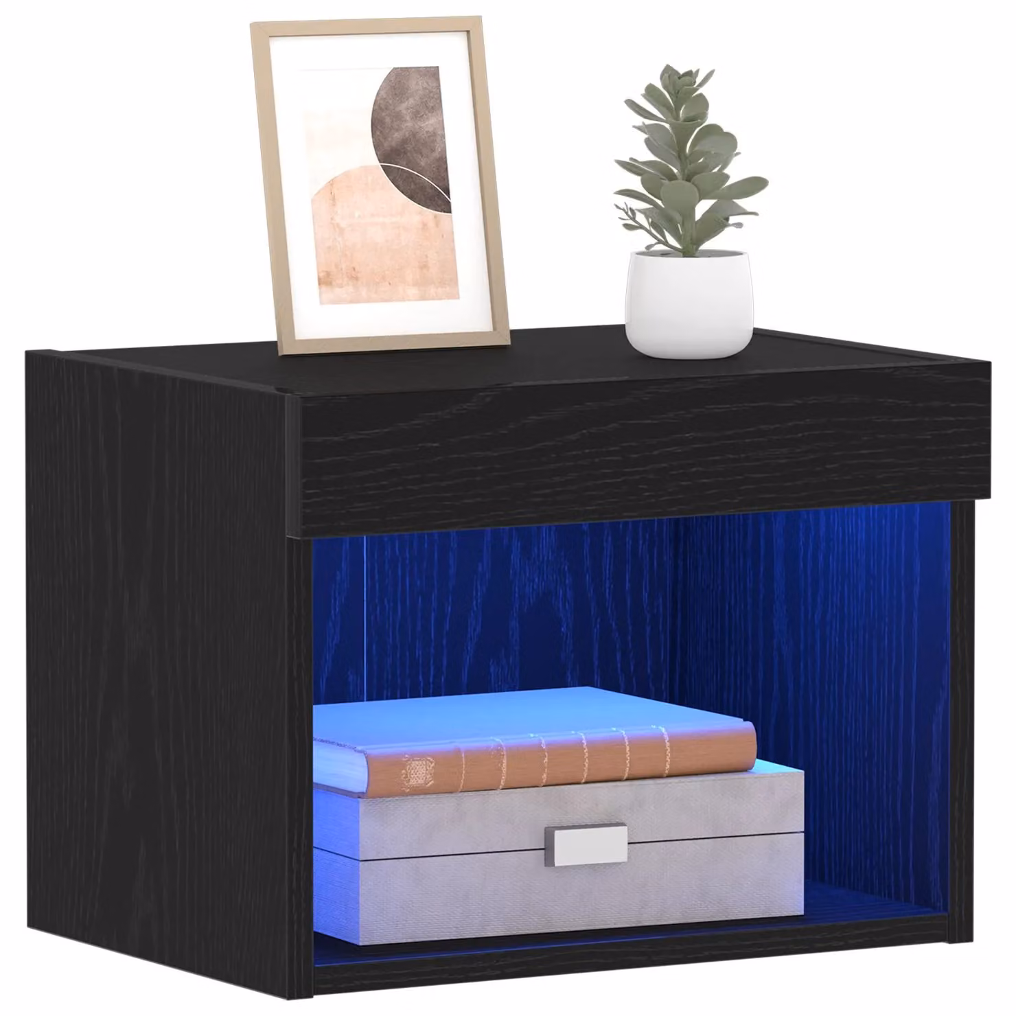 Berkfield Home Modern Wall Mounted Cabinet with Integrated LED Lights in Black Oak, W: 40 cm, D: 30 cm, H: 30 cm – 3