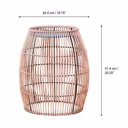 Teamson Home Round Bamboo Wicker Patio Side Table and Plant Stand, Brown, H 50.8 cm x W 42.5 cm x D 42.5 cm – 3
