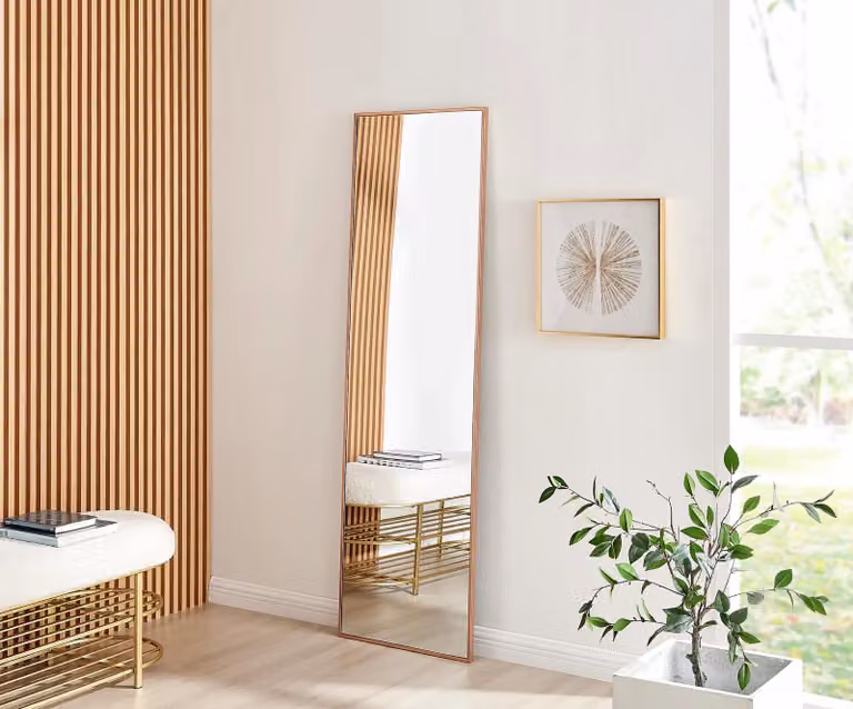 FurnitureboxUK Emma Full Length Rectangular Vertical Wall Mirror in Copper, H 170 cm x W 50 cm