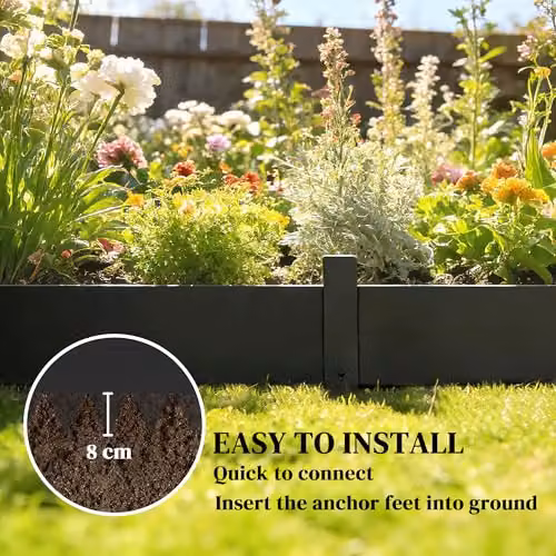 Outsunny 5-Piece Metal Picket Garden Fence Panels, Black, W: 102 cm, H: 20 cm – 3