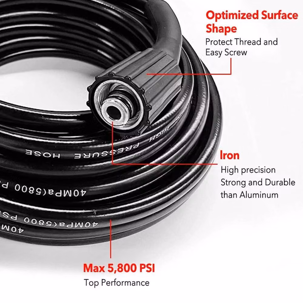 FLAVORA Heavy Duty Replacement High Pressure Washer Hose, 10m, Black – 2