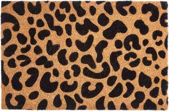 Premier Housewares Leopard Print Coir Doormat, Black and Brown, W/D/H: 60 x 40 x 2 cm – 1