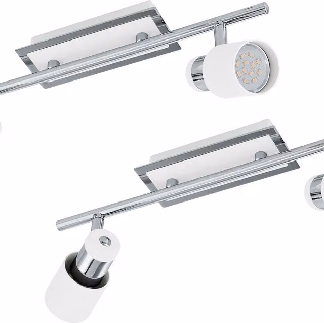 Loops 2 Pack Modern Wall Mounted 2 Spot Light in Chrome and White Steel with 2x5W GU10 Bulbs Included