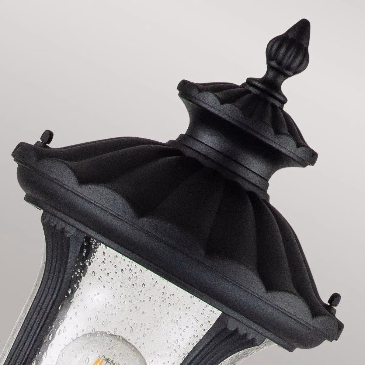 Netlighting Chicago Outdoor Bollard Lantern in Textured Black Aluminium and Glass, IP44 – 3