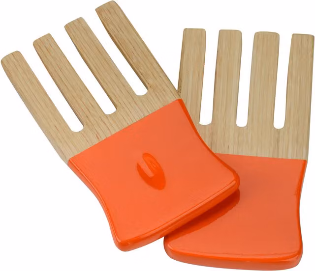 Orsina Orange Bamboo and Stainless Steel Salad Forks – 1