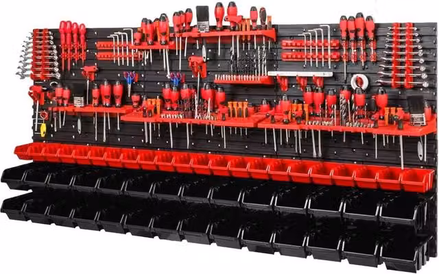 Kelvenix 98pc Wall Storage Board Peg Set in Red – 1