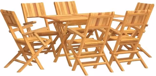 Berkfield Home 7 Piece Classic Solid Teak Wood Garden Dining Set in Brown