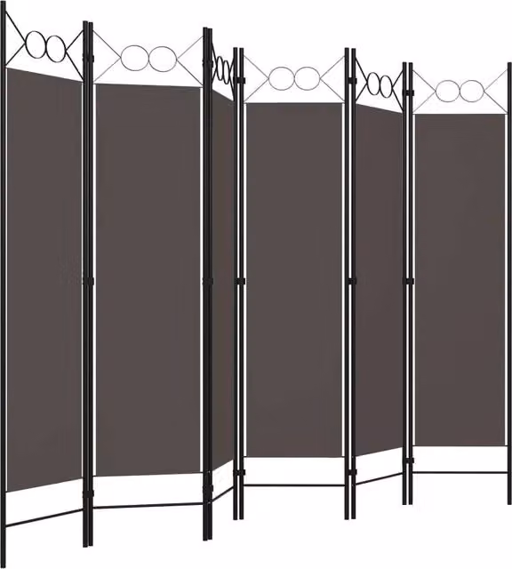 Berkfield Home Practical 6-Panel Room Divider in Anthracite, W/H: 240 x 180 cm