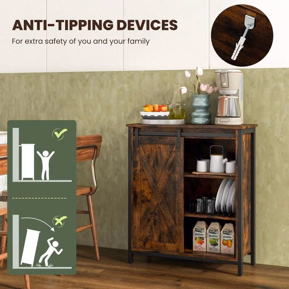 Havendro Rustic Wood Accent Storage Cabinet and Sideboard in Brown – 4
