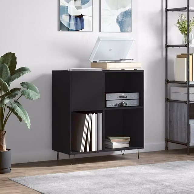 Berkfield Home Industrial Record Cabinet in Black, W/D/H: 84.5 x 38 x 89 cm