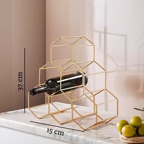 Premier Housewares 6 Bottle Gold Metal Wine Rack, Freestanding – 3