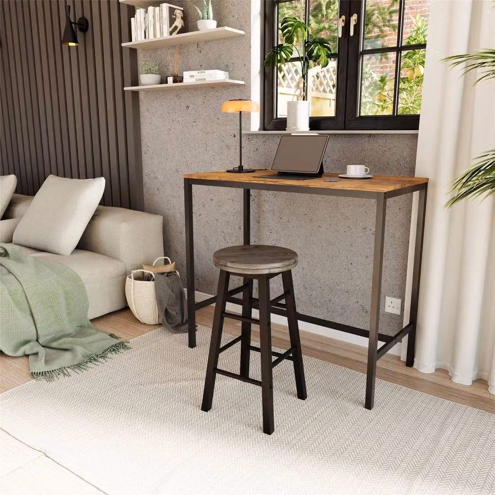 Kelvenix Black Wood Revolving Bar Stool – 5