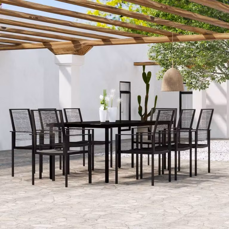 Berkfield Home 9 Piece Modern Garden Dining Set in Black