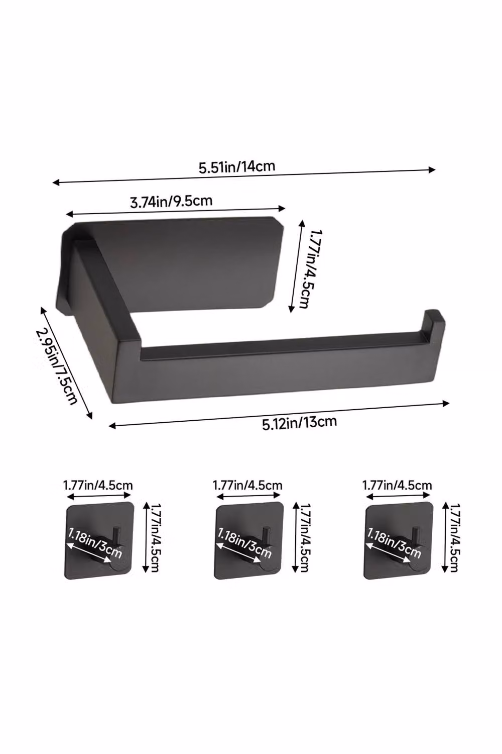 Living and Home 4-Piece Black Stainless Steel Self-Adhesive Bathroom Hardware Set – 2