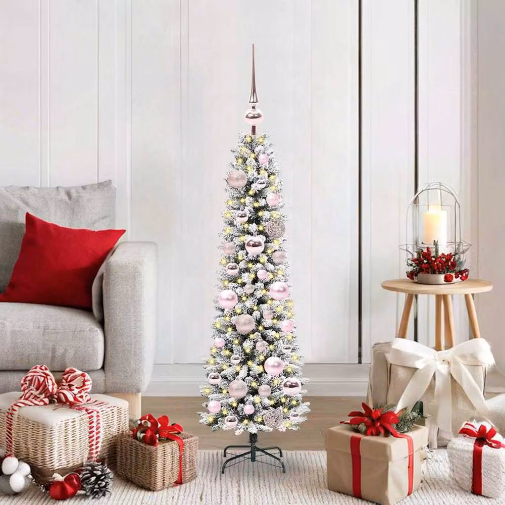 Berkfield Home Artificial Christmas Tree with 150 LEDs in Green and White, H 120 cm x W 48 cm x D 48 cm – 2