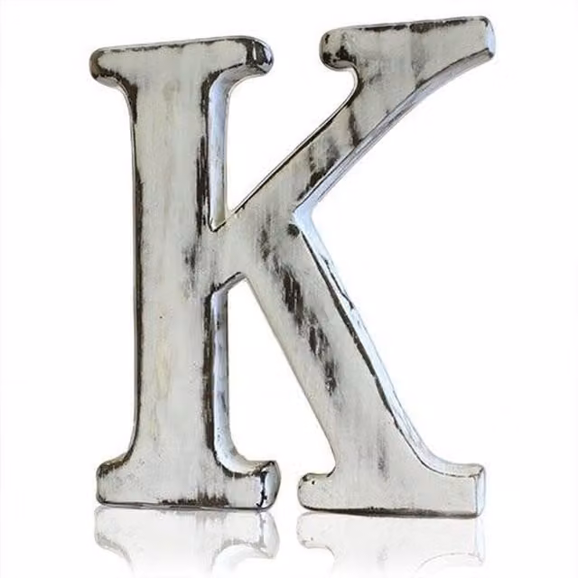 KDMK Handcrafted Shabby Chic Wooden Alphabet Letter K in White