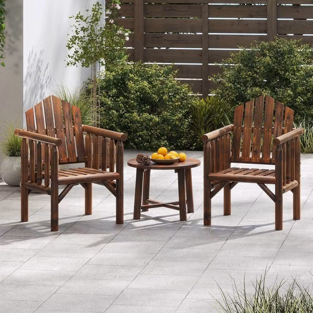 NESTLUNE Brown Wooden Outdoor Armchair for Garden and Patio, W/D/H: 100 x 100 x 100 cm – 6