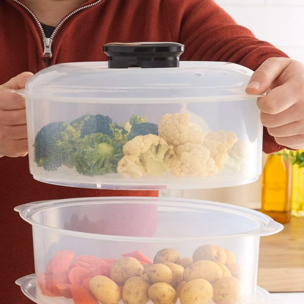 Tower 9L Three Tier Food Steamer in Black with Transparent Glass Lids – 4