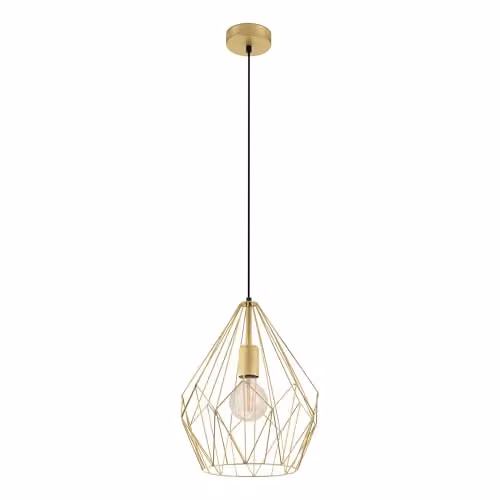 Eglo Carlton Vintage Geometric Pendant Light in Gold and Yellow Metal