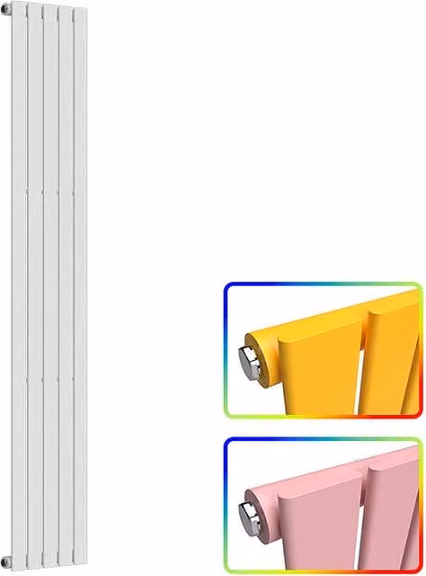 Lux Heat Single Vertical Radiator in Custom Painted Little Greene Multicolour, H 180 cm x W 35 cm x D 8.5 cm