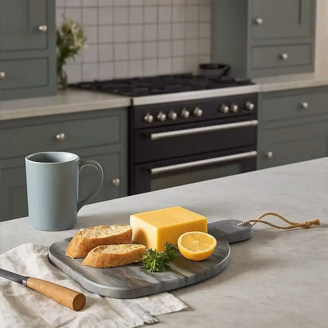 Orsina Rounded Grey and Black Marble Chopping and Serving Board, W: 20 cm, D: 20 cm, H: 2 cm – 4
