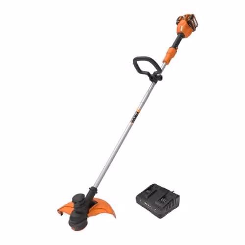 WORX WG183E 40V PowerShare Cordless Grass Trimmer with 33cm Cutting Line in Black and Orange – 1