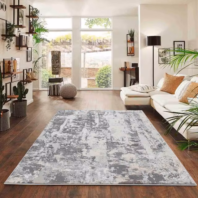 Desire Rugs Styra Modern Abstract Area Rug in Silver and Grey, W: 160 cm, L: 230 cm – 1