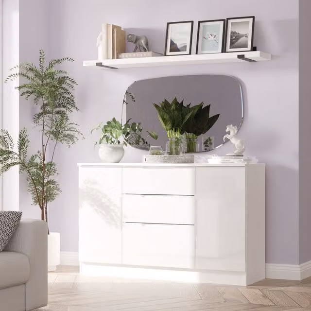 Lucca Ready Assembled 2 Door 3 Drawer Sideboard in White – 1