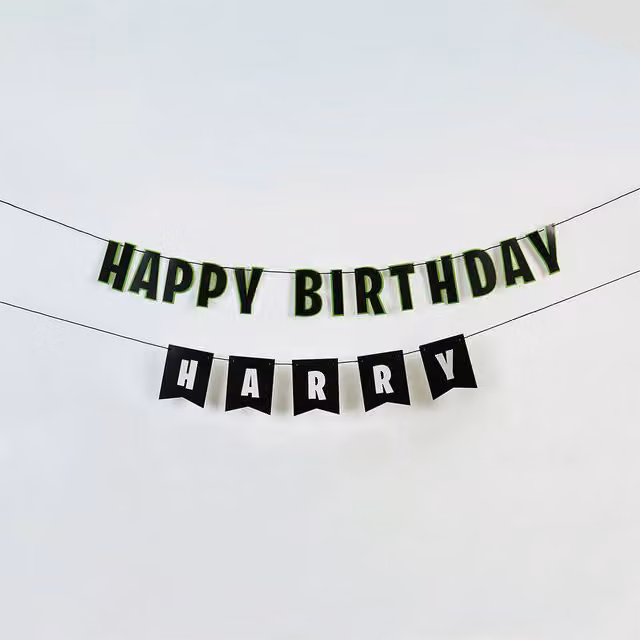 Club Green Happy Birthday Customisable Card Banner, Multicolour, W: 2 m (Pack of 2)
