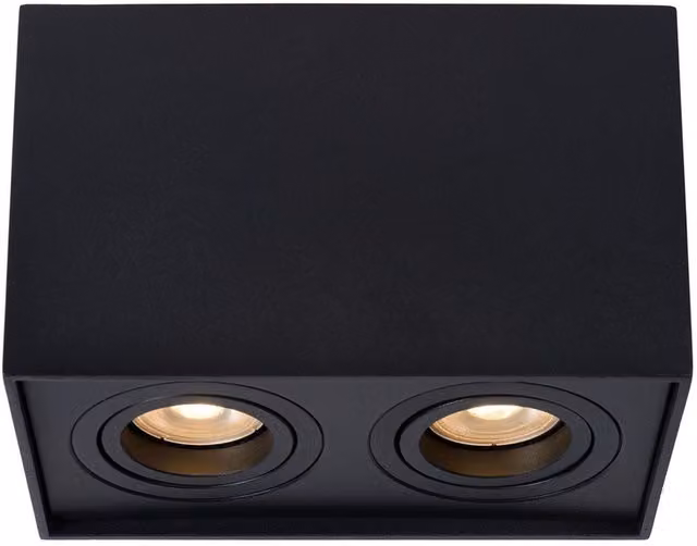 Lucide Tube Modern Rectangle Surface Mounted Ceiling Spotlight in Black