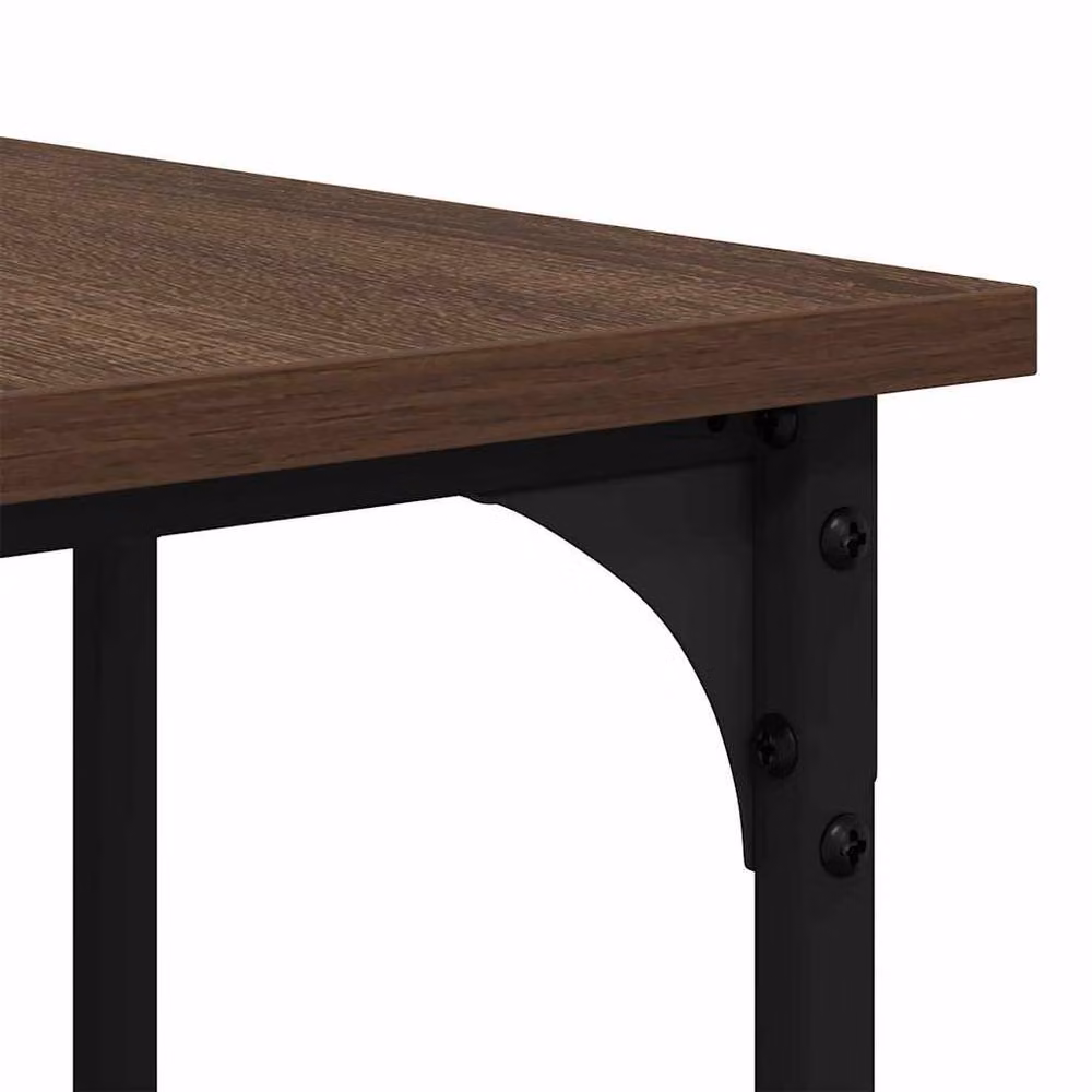 Berkfield Home Decorative Desk in Brown Oak, W/D/H: 139 x 139 x 75 cm – 3