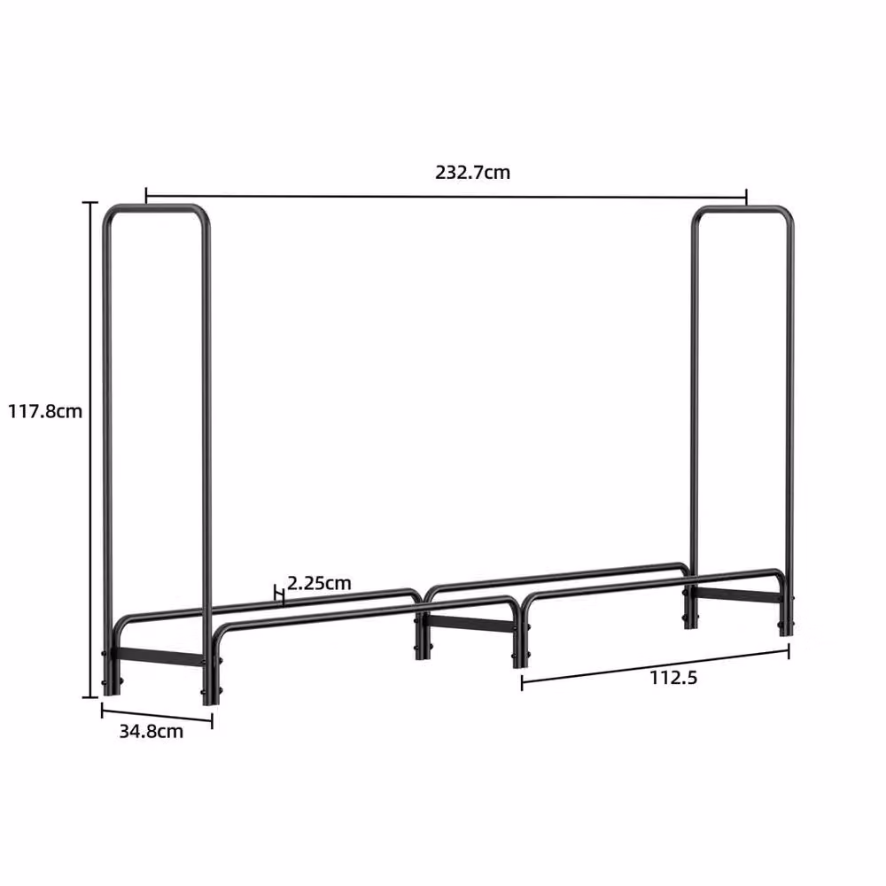NESTLUNE Heavy Duty Large Firewood Rack and Log Storage Stand in Black, W/D/H: 100 x 15 x 15 cm – 2