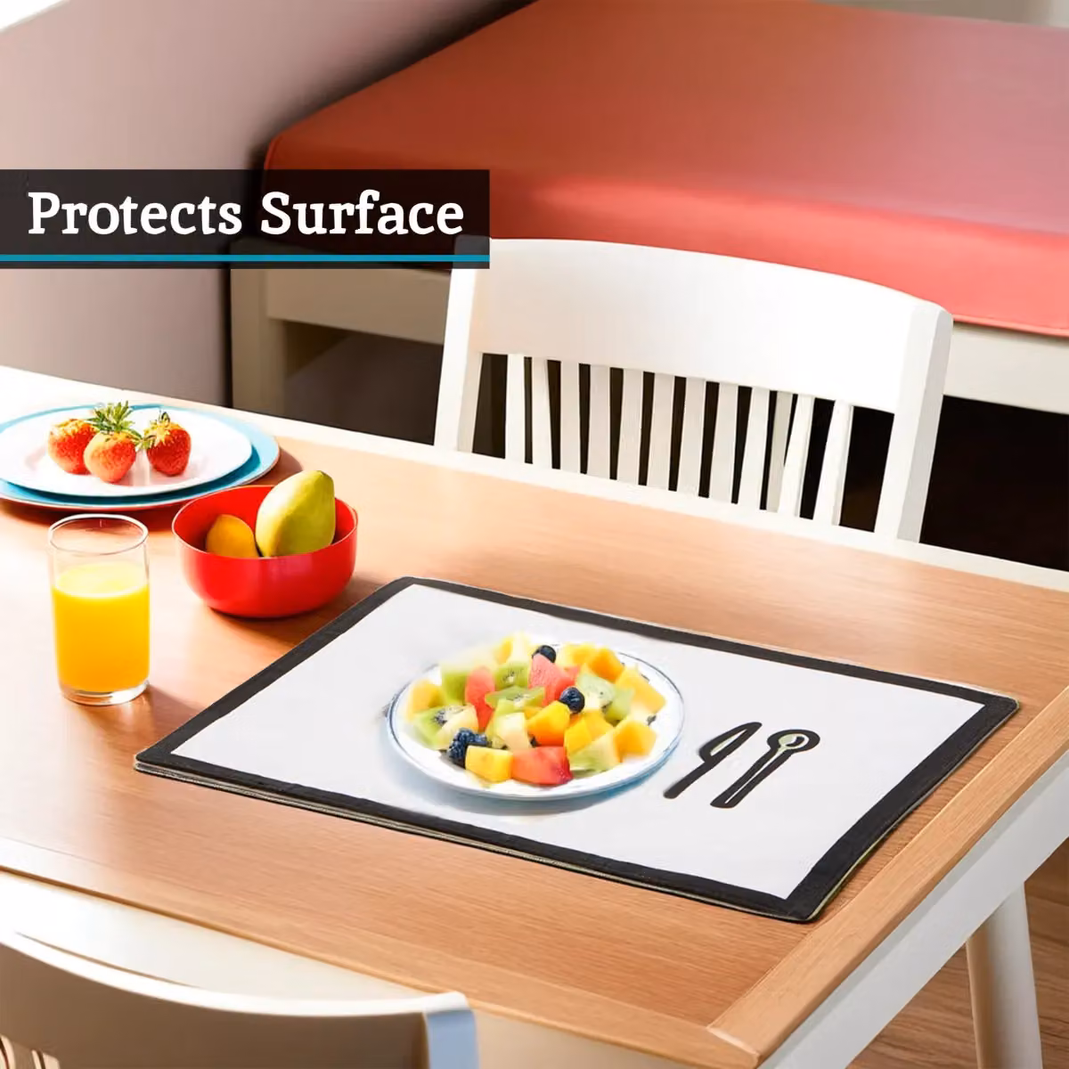Orsina Doodle Grubs Up Set of Four Cotton Placemats, Multicolour and White – 5