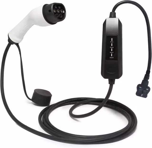 SPETLEK Type 2 Electric Vehicle Charging Cable with UK 3 Pin Plug, Black