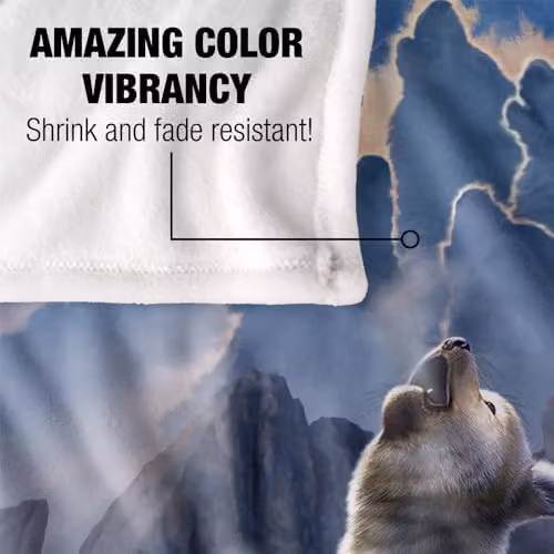JQ Licensing Jlo Baby Wolf Howling Silky Touch Super Soft Fleece Throw Blanket, White, W/D/H: 152 x 127 cm – 3