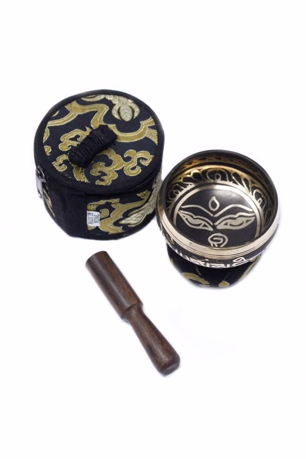 KDMD Mini Black Metal Singing Bowl Gift Set with Cushion and Stick – 3