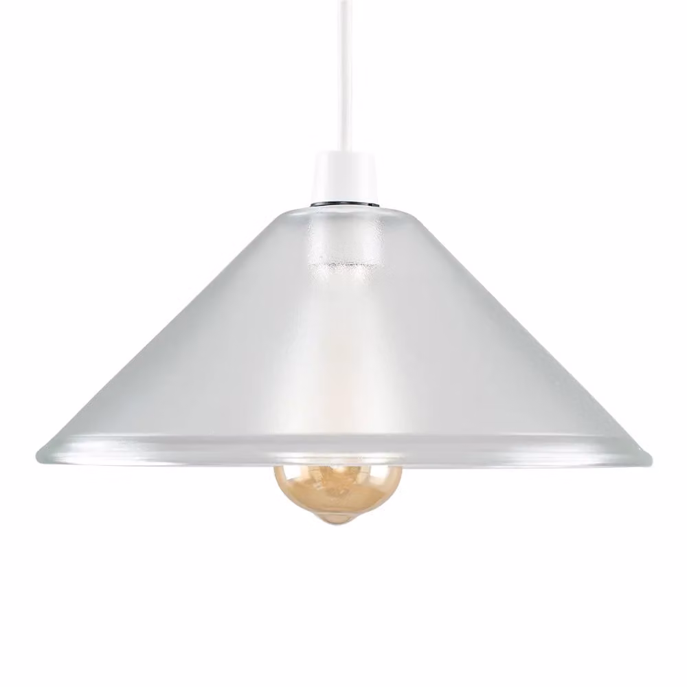 MiniSun Retro Style Clear Glass Tapered Cone Ceiling Pendant Light Shade, Width: 30 cm – 2