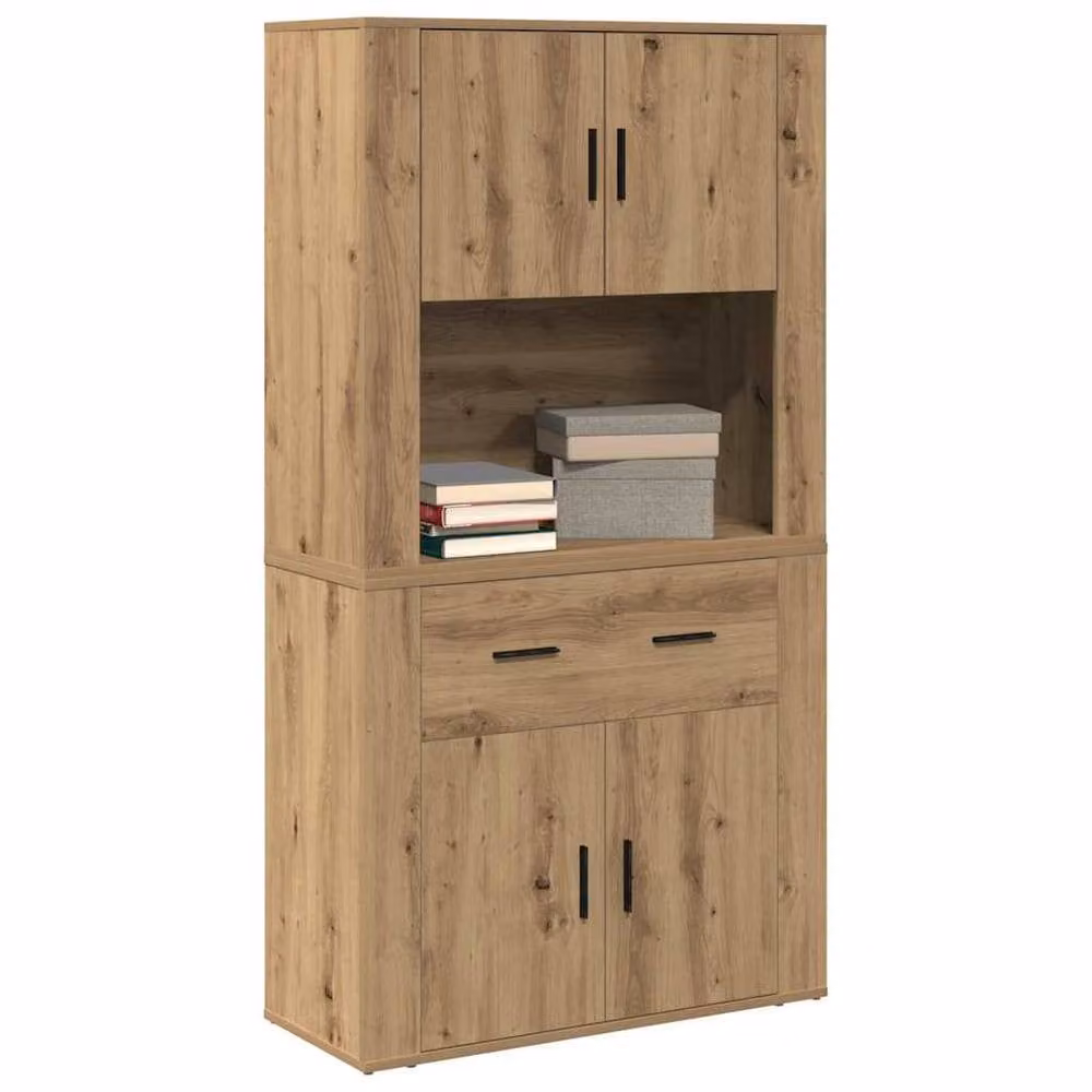 Berkfield Home Artisan Oak Highboard in Brown, W/D/H: 80 x 33 x 150 cm – 3
