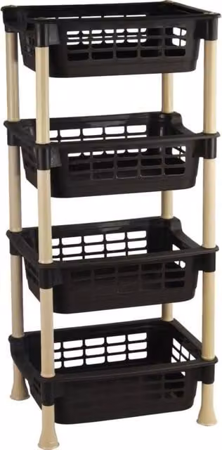 Bedsland 4 Tier Modular Vegetable Rack Storage Organizer Kitchen Stand, Black