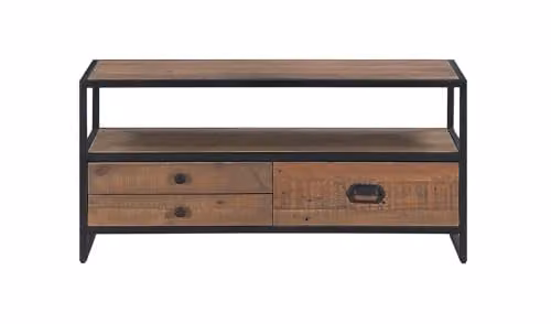 Baumhaus Ooki Widescreen Vintage Lacquered Wood Television Cabinet in Brown, W/D/H: 170 x 47 x 70 cm