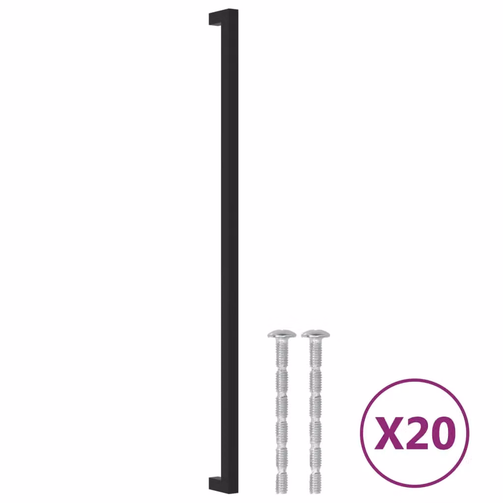 Berkfield Home 20 Pack Matt Black Stainless Steel Bar Cabinet Handles, Length: 48 cm – 2