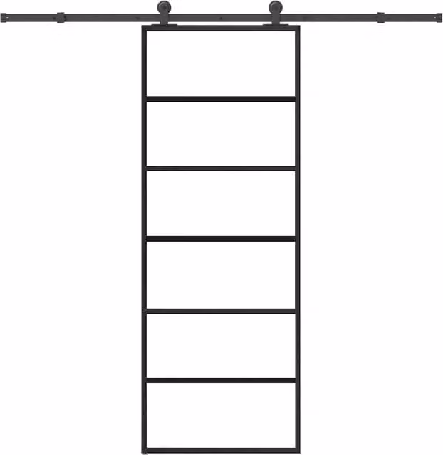 Berkfield Home Modern Sliding Door with Hardware Set, Black ESG Glass and Aluminium, W: 76 cm, H: 205 cm