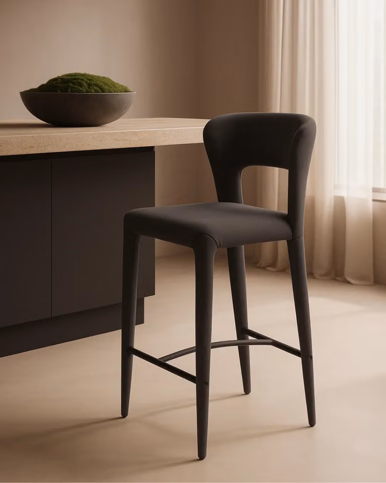 Tommy Franks Pari I Bar Stool in Luxe Cinder Grey and Black