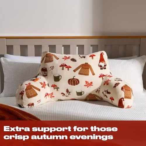 OHS Soft Plush Cuddle Reading Pillow with Arms in Beige – 4